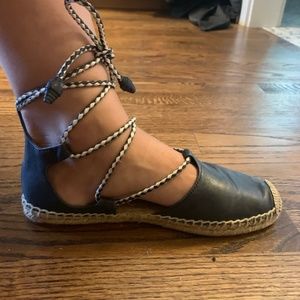 Tory Burch Navy Lace-up Espadrilles